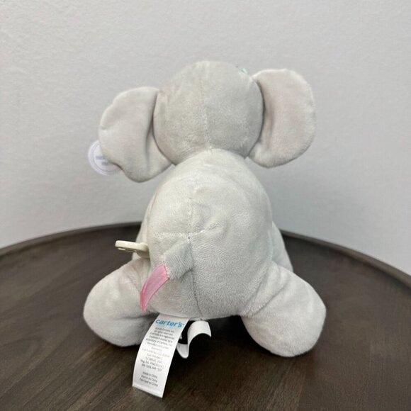 Carter's Child Of Mine Pink Gray Wind Up Musical Plush Elephant Animal Toy - Picture 4 of 10
